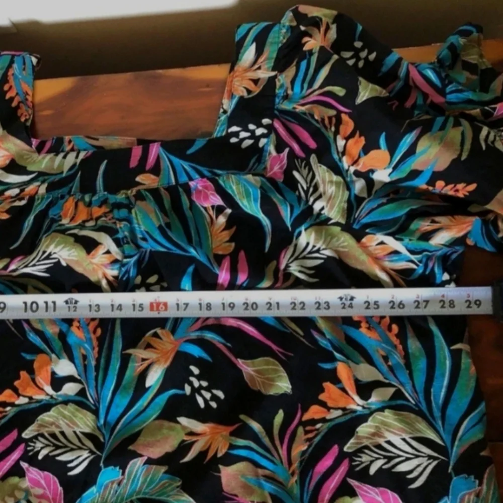 Plus Size Floral Cotton Blouse Square Neck Bell Sleeve Top Artsy Cottagecore NWT